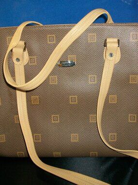 Vintage Texier Paris Coated Canvas Monogram Structured Tote Bag - Made in France